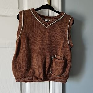 Free W Bundle Tea Collection Pima Cotto V-Neck Brown Sweater Vest